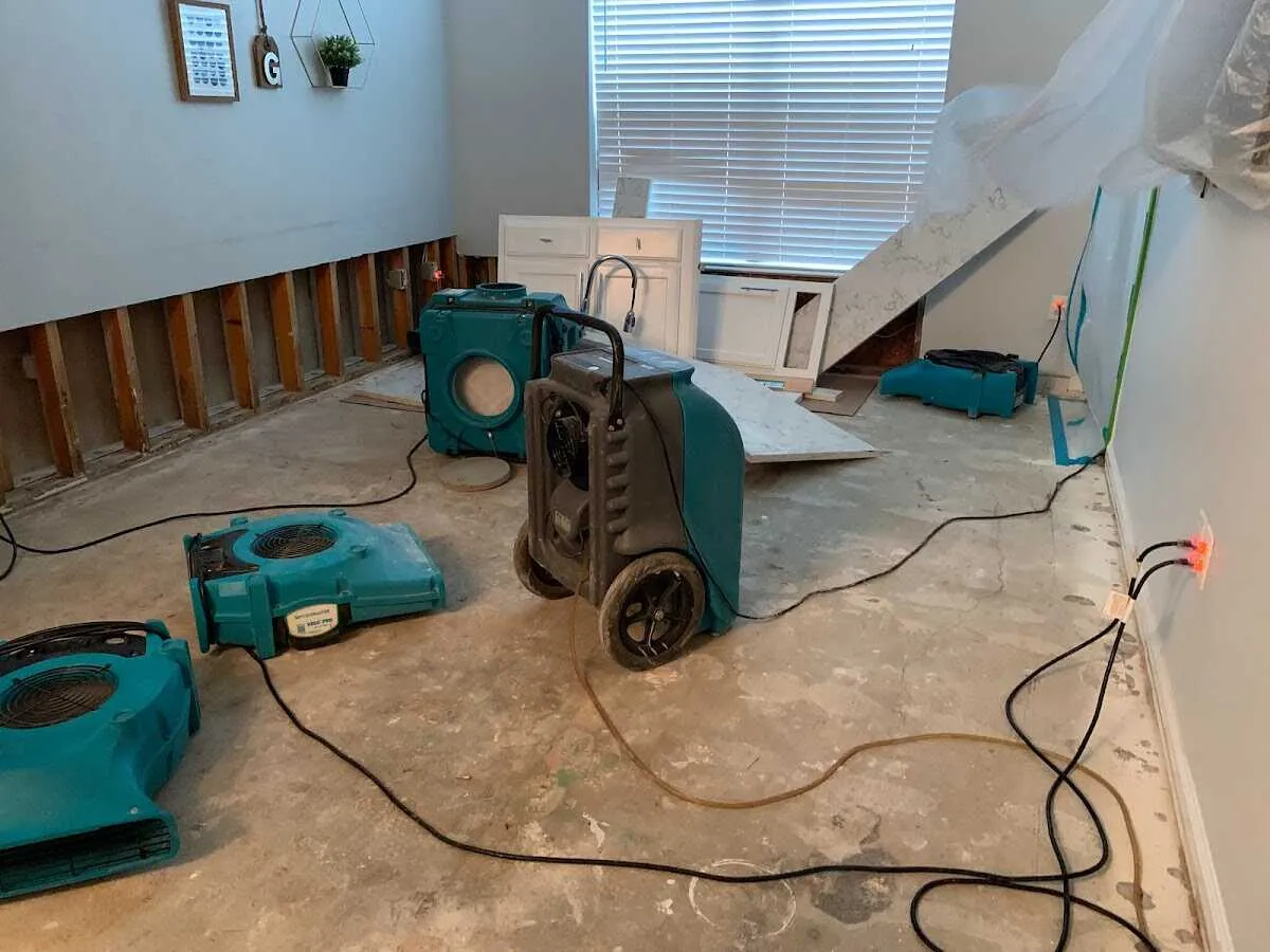 Dehumidifier in flood-cut room for Water Extraction & Removal in Thornton